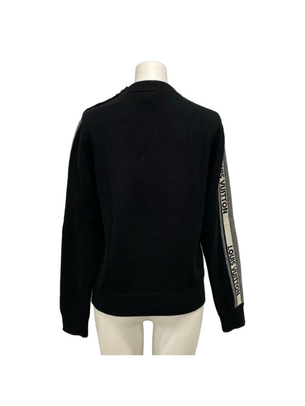 Louis Vuitton Long Sleeve Sweater XS Intarsia Signature Black Gray White - Picture 2 of 11